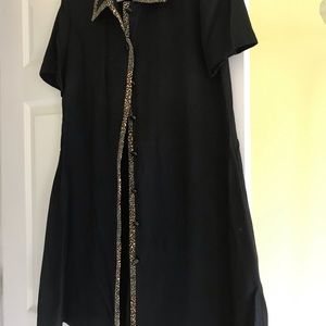 Black dress leopard trim